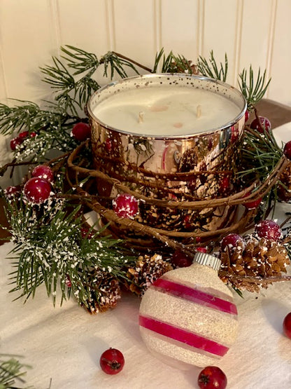 17 oz Rose Gold Mercury Glass Candle - Peppermint ONLY